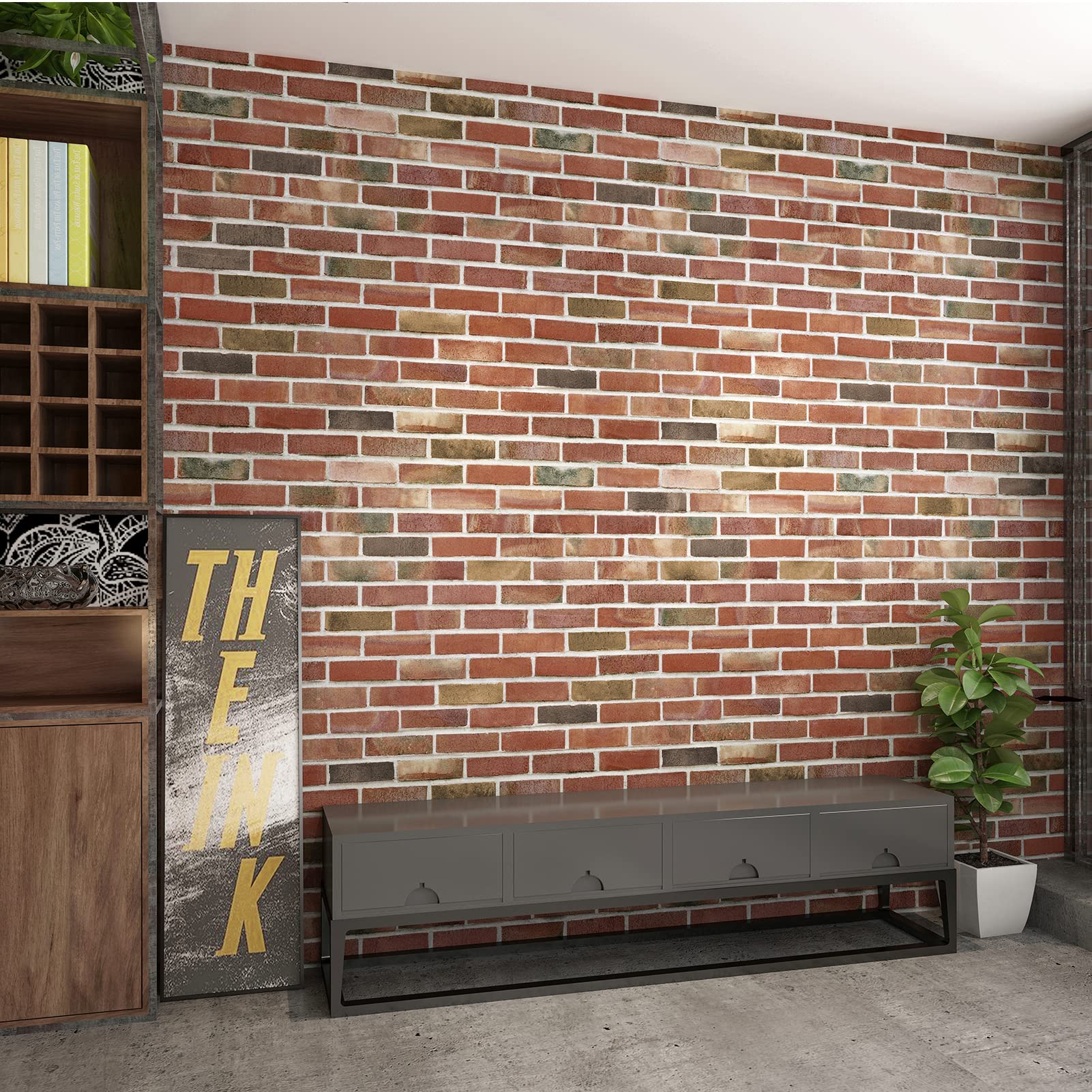 Art3d acoustic brick panel red brown helps reduce echoes in a room.