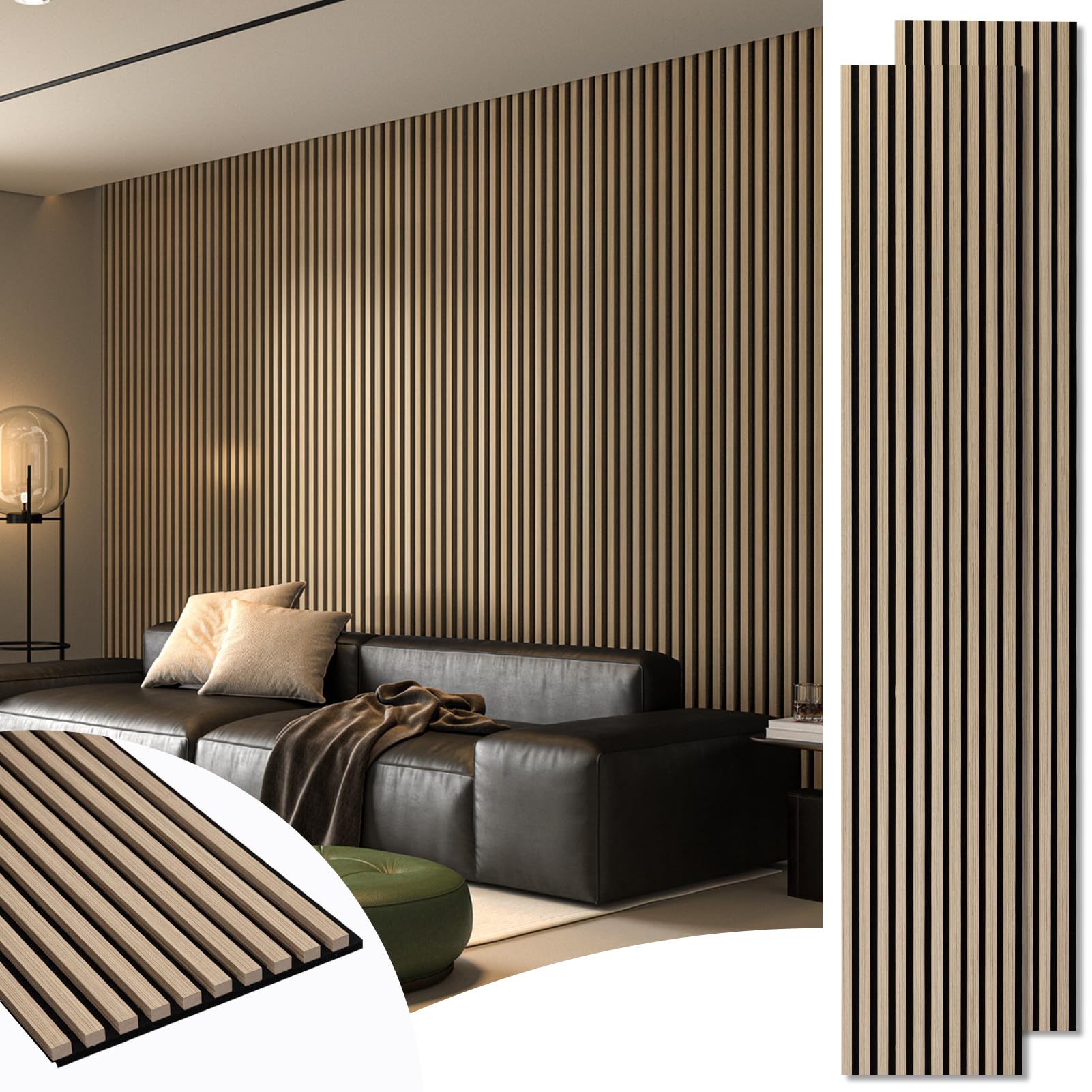 Art3d acoustic wood panel front view showcases modern slat texture for stylish wall decor