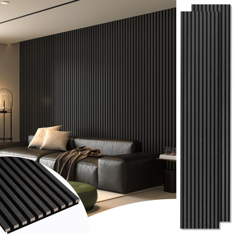 Art3d acoustic wood panel 108x12 on wall reduces noise for a calmer room