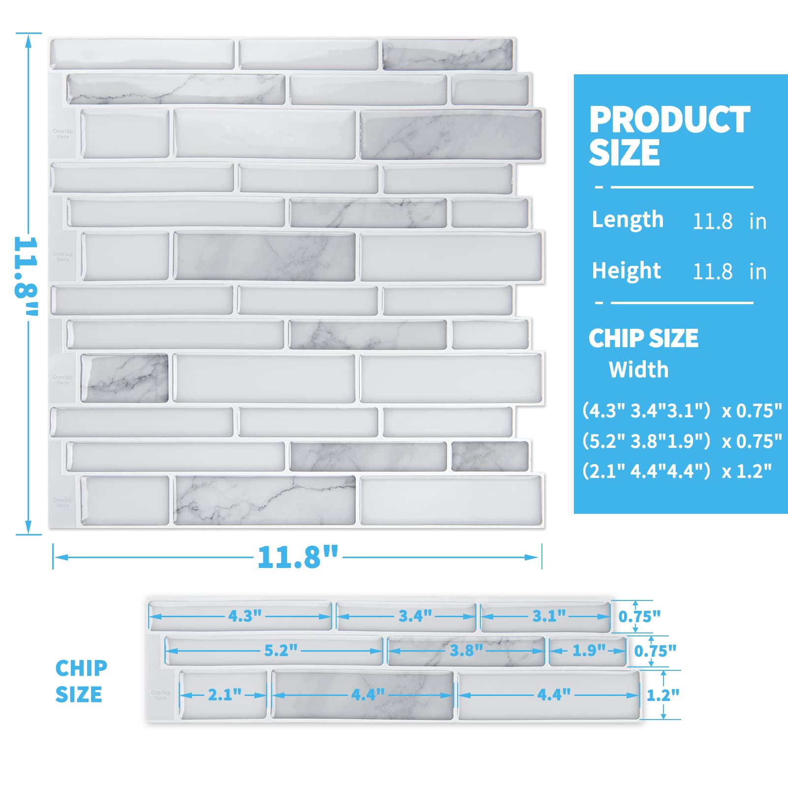 Art3d backsplash on island walls for versatile interior updates