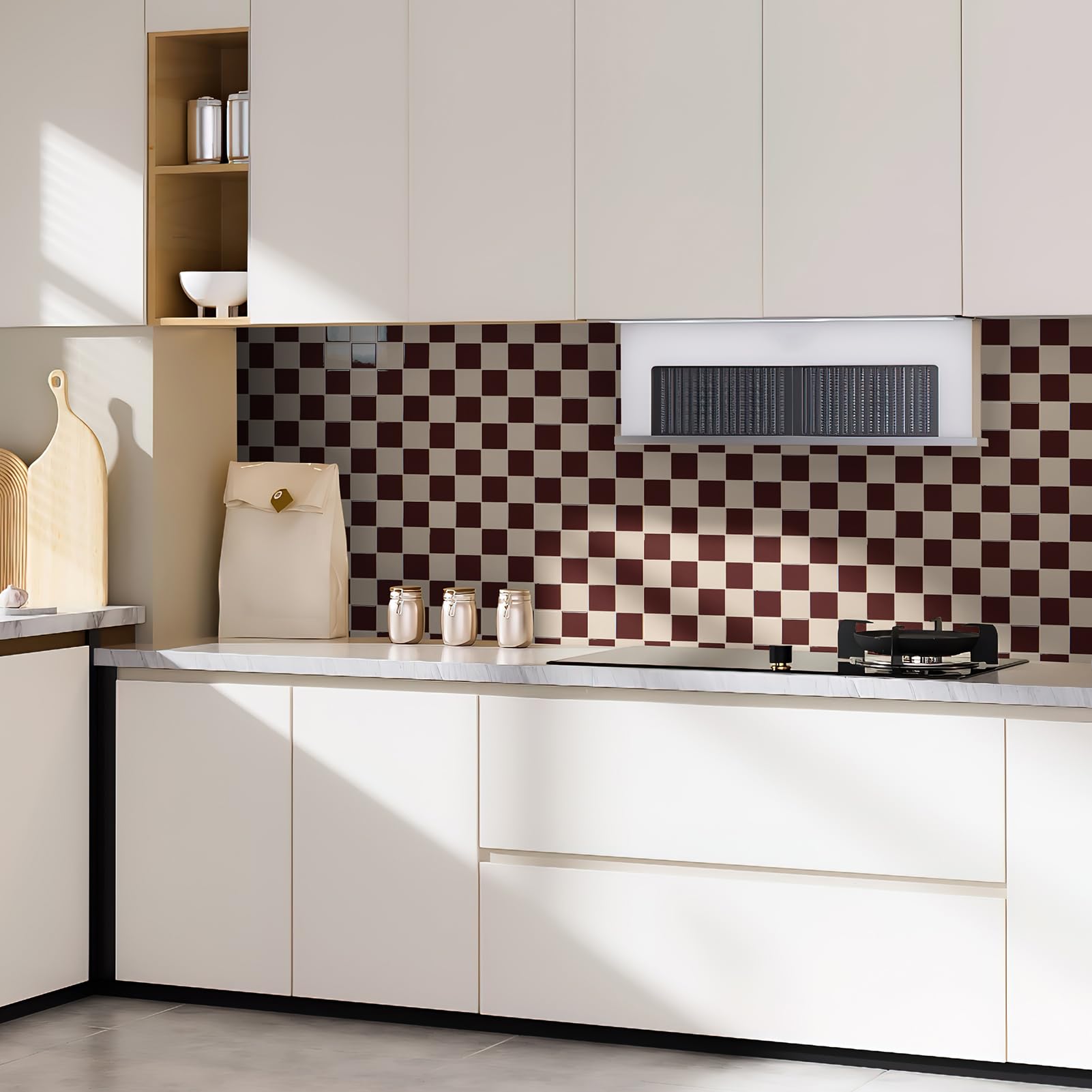 Art3d 12x12 warm white tile with red-brown pattern for a modern look.
