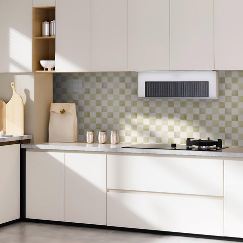 Art3d 12x12 beige-white backsplash tiles enhancing a modern counter setup