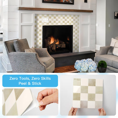 Art3d 12x12 beige-white panels providing clean, contemporary backsplash visuals