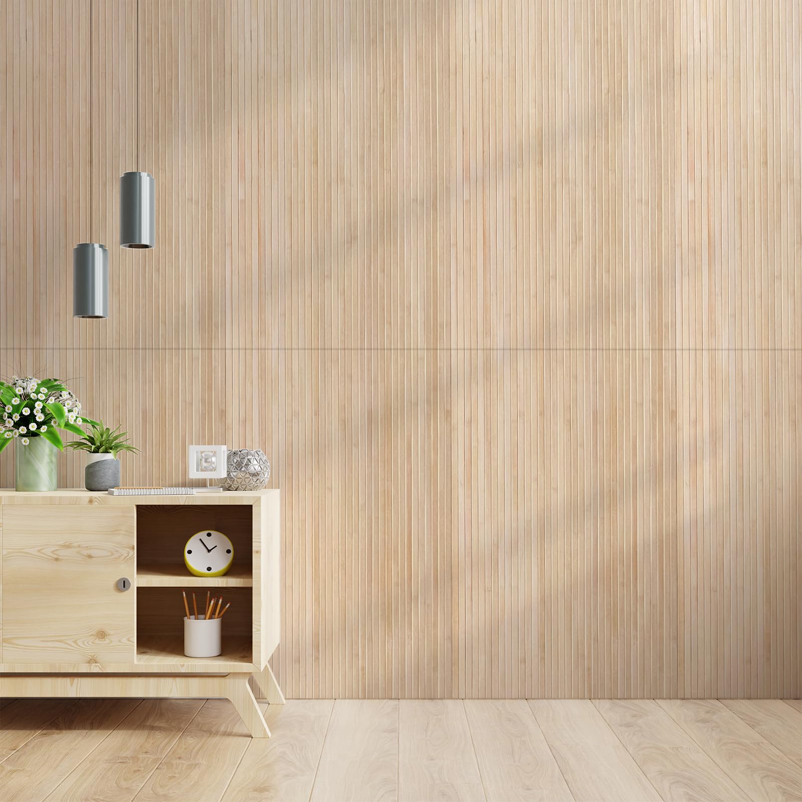Art3d bamboo wall panel in a bedroom creating a calm natural backdrop.
