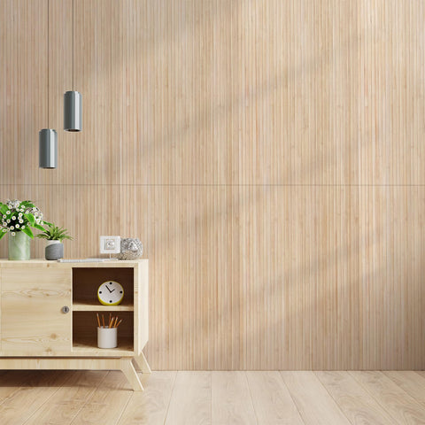 Art3d bamboo wall panel in a bedroom creating a calm natural backdrop.