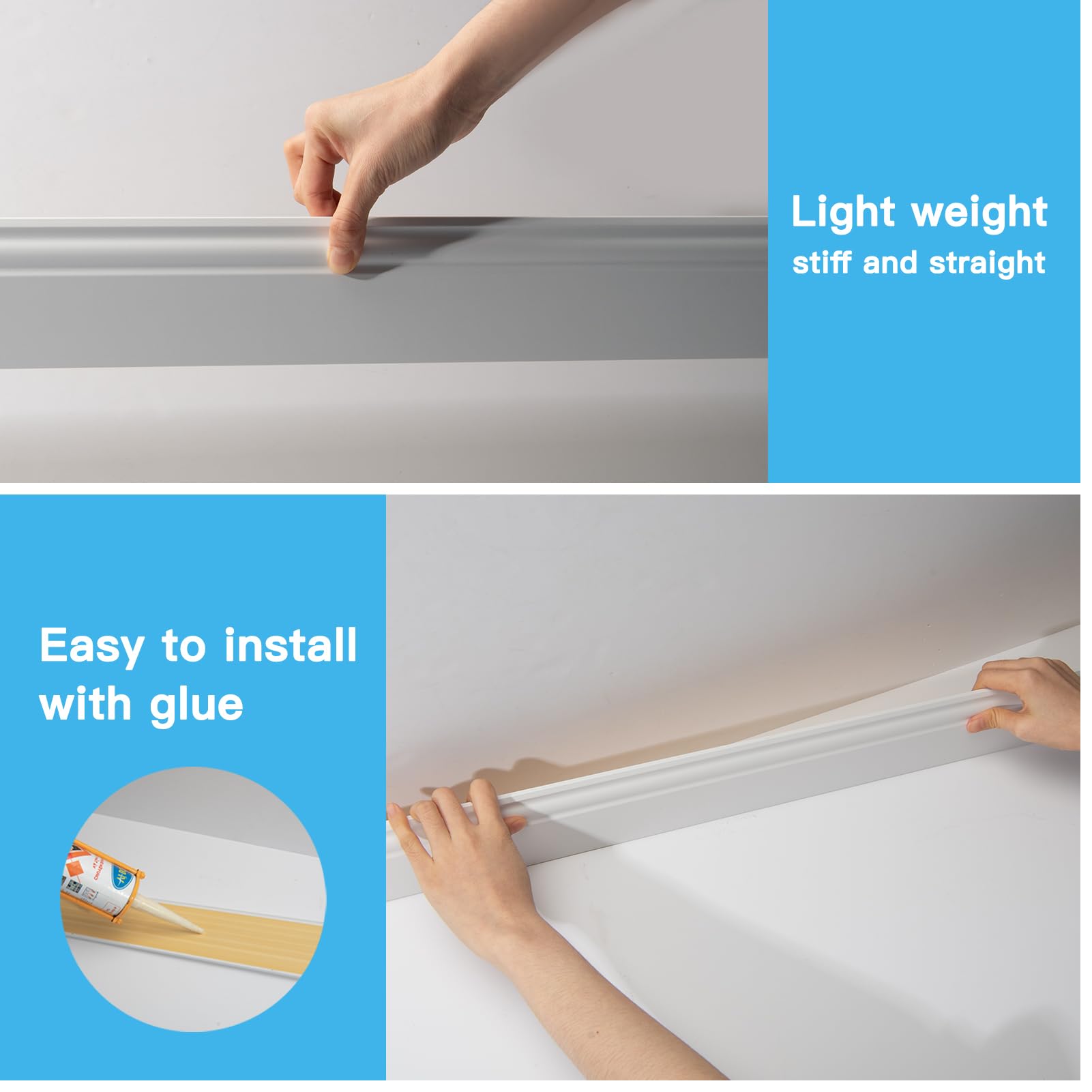 Art3d baseboard molding 8 pieces cover large high-traffic areas.