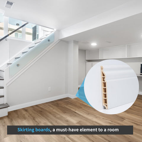 Art3d baseboard molding resists moisture for long-lasting room edges.