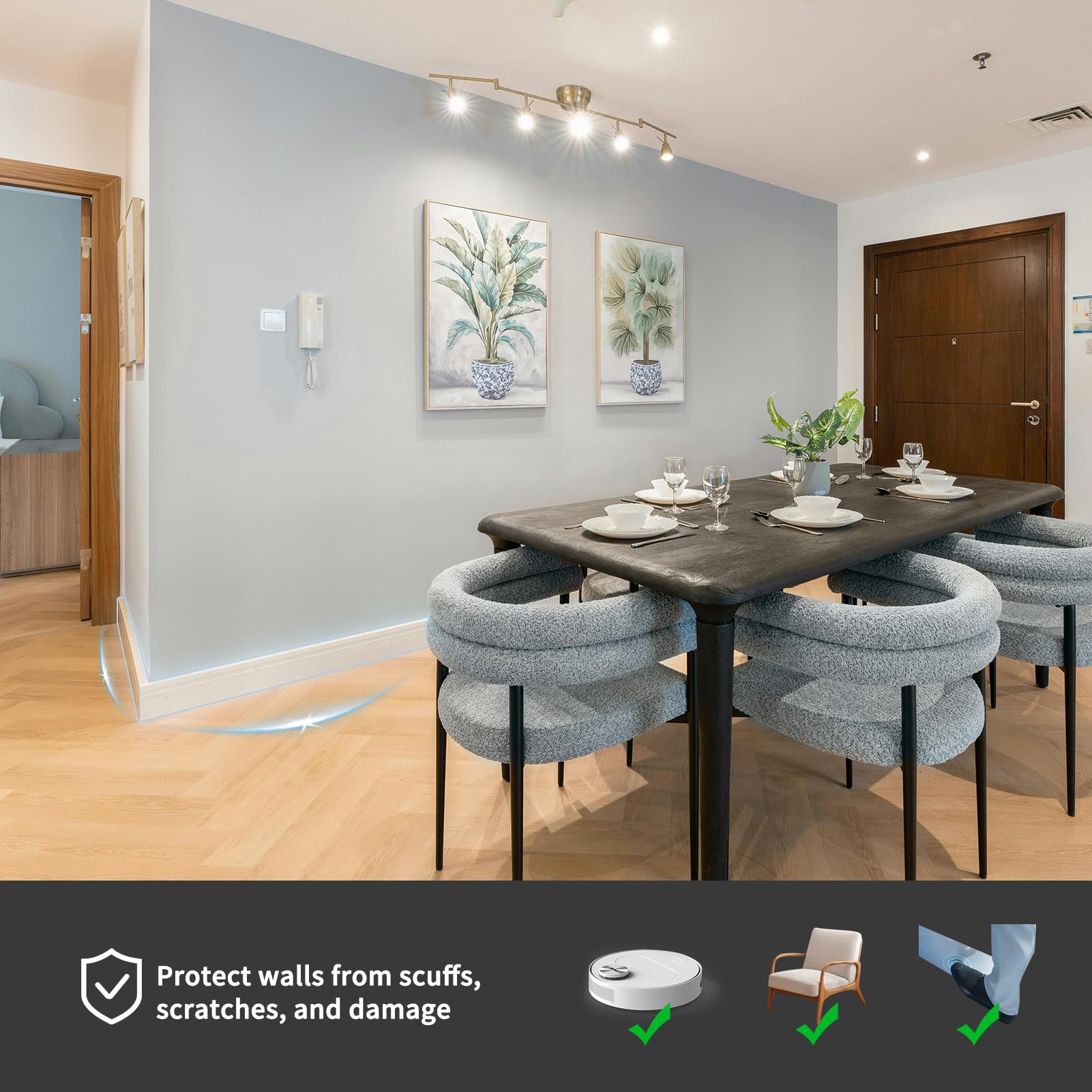Art3d baseboard molding with straight alignment for a professional finish.