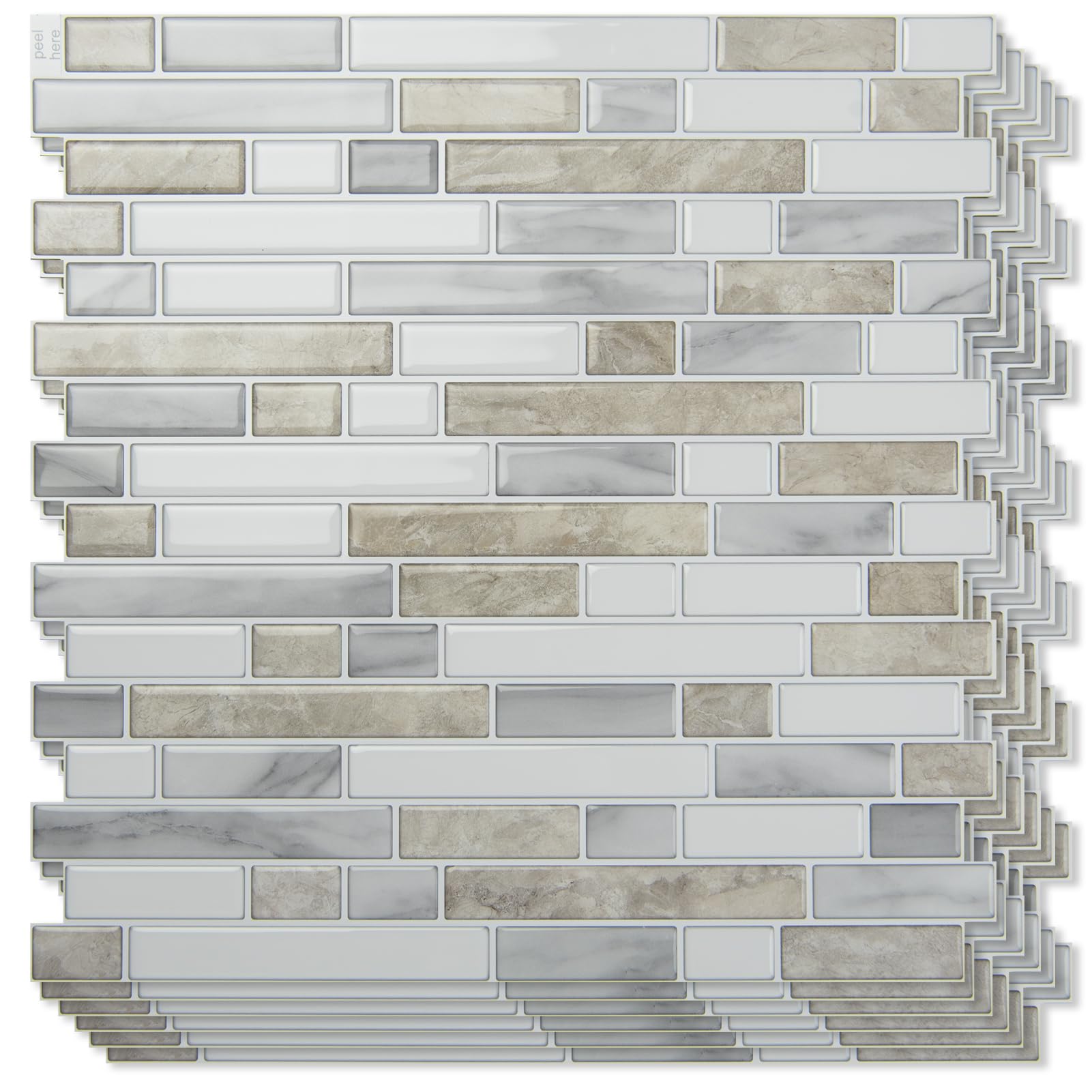 Art3d beige and white backsplash tiles for kitchen walls with moisture resistance.