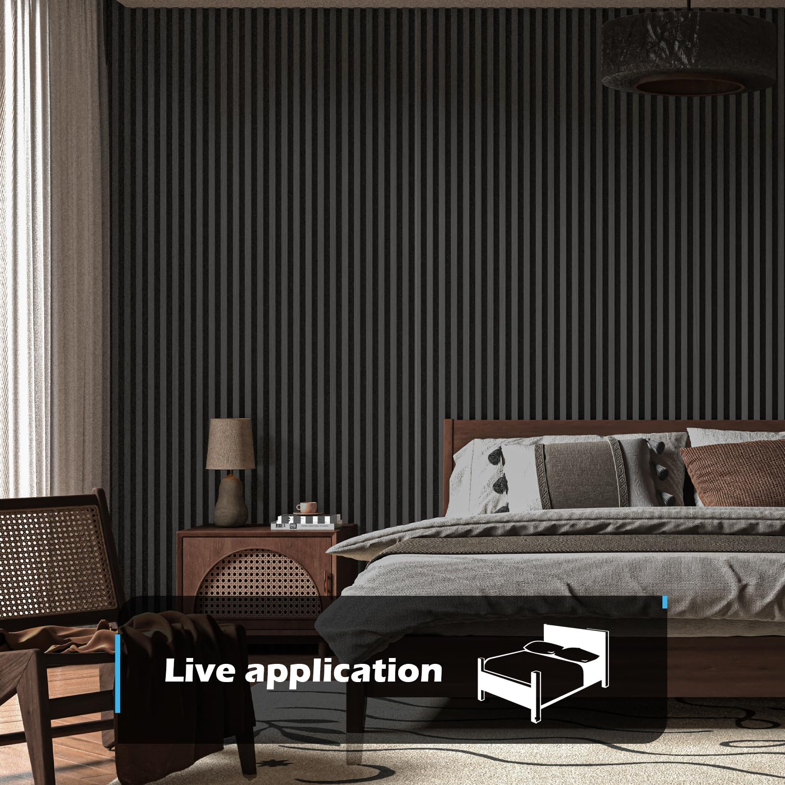 Art3d Blackwood wood panel on ceiling shows modern look and improved acoustics