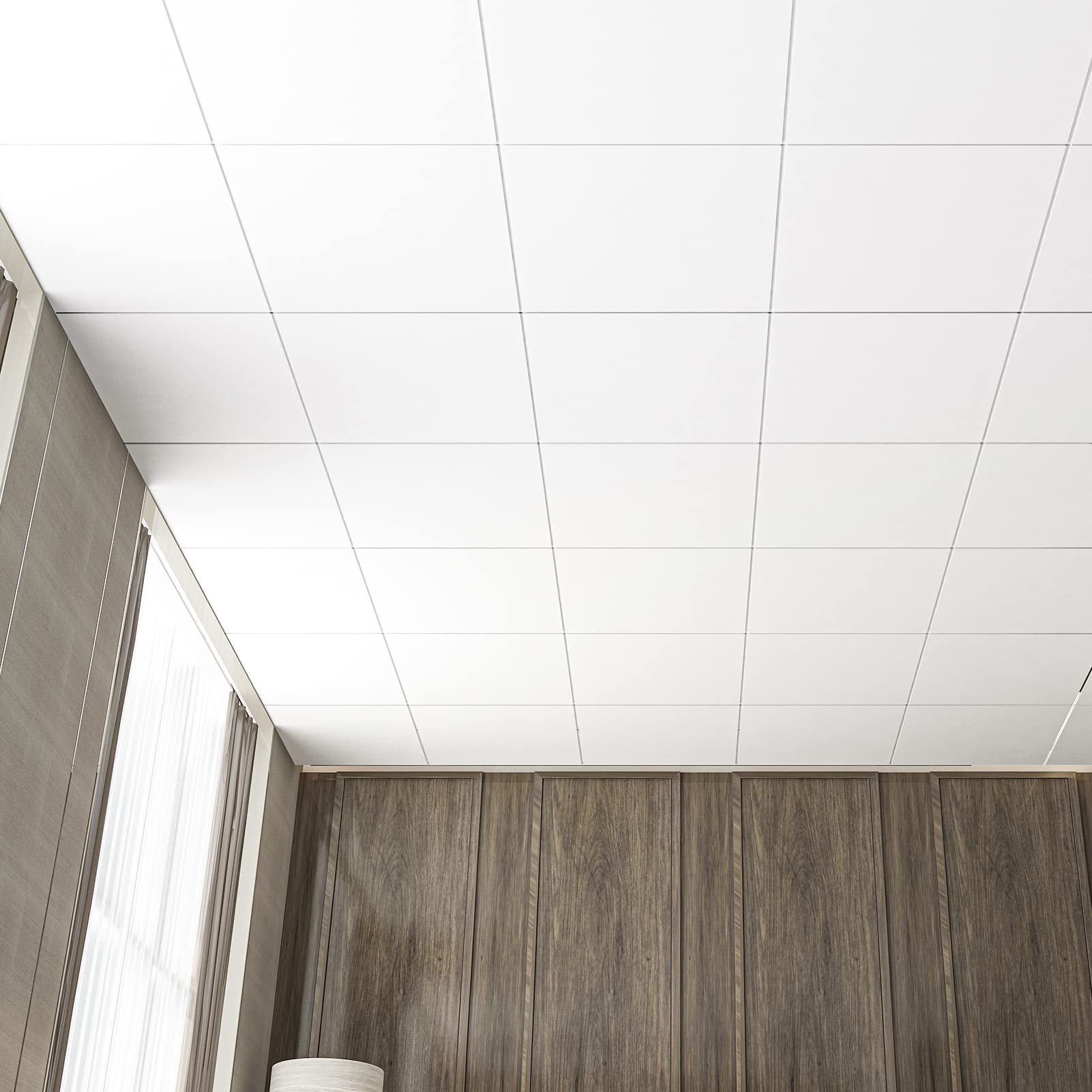 Art3d blank white ceiling tile provides a versatile, seamless backdrop for any decor.