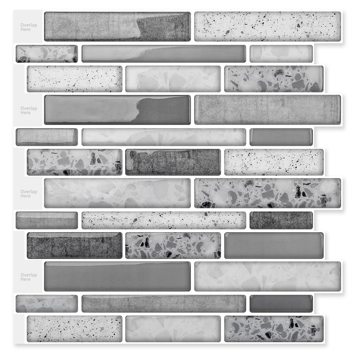 Art3d brick kitchen backsplash grey marble tiles texture and pattern