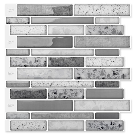 Art3d brick kitchen backsplash grey marble tiles texture and pattern