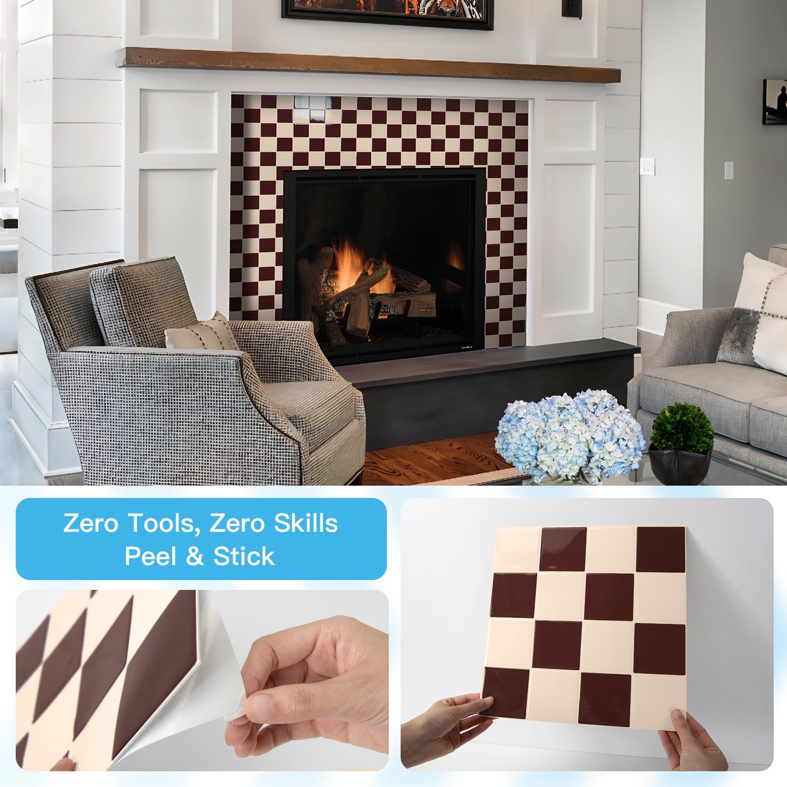 Art3d 12x12 backsplash tile delivering clean, seamless lines.