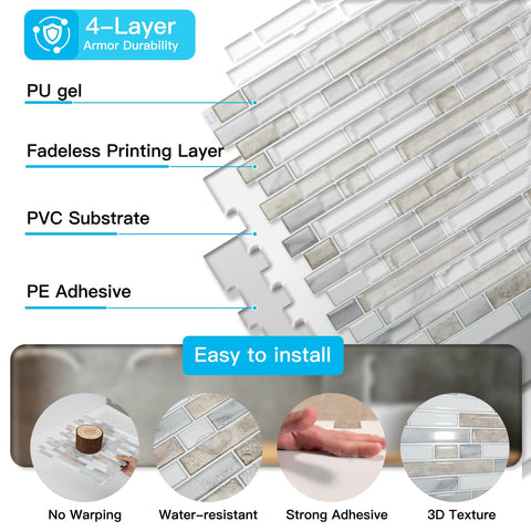 Art3d damp-environment backsplash suited for bathrooms and wet zones.