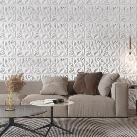 Art3d diamond wall panel close-up showing crisp white texture.