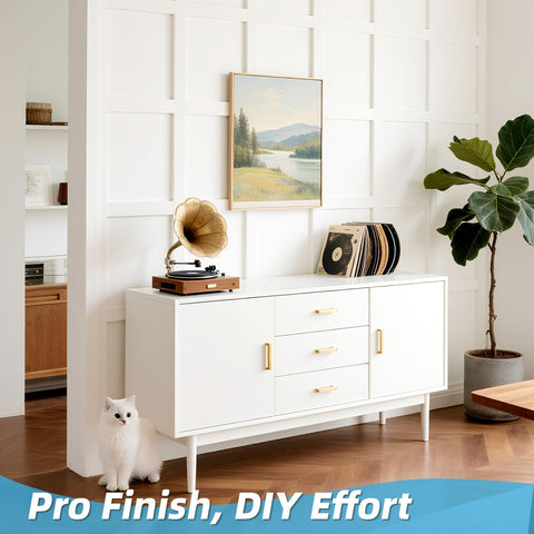 Art3d DIY wainscoting install simplifies upgrading living room and hallway.