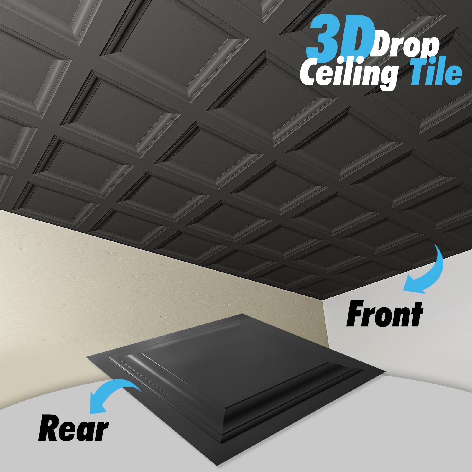 Art3d lightweight black ceiling tile 24x24 for durable use