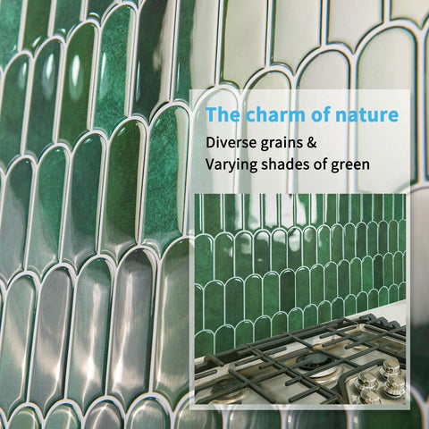 Art3d green marble tiles applied around a sink for quick upgrade and wipe-clean maintenance.