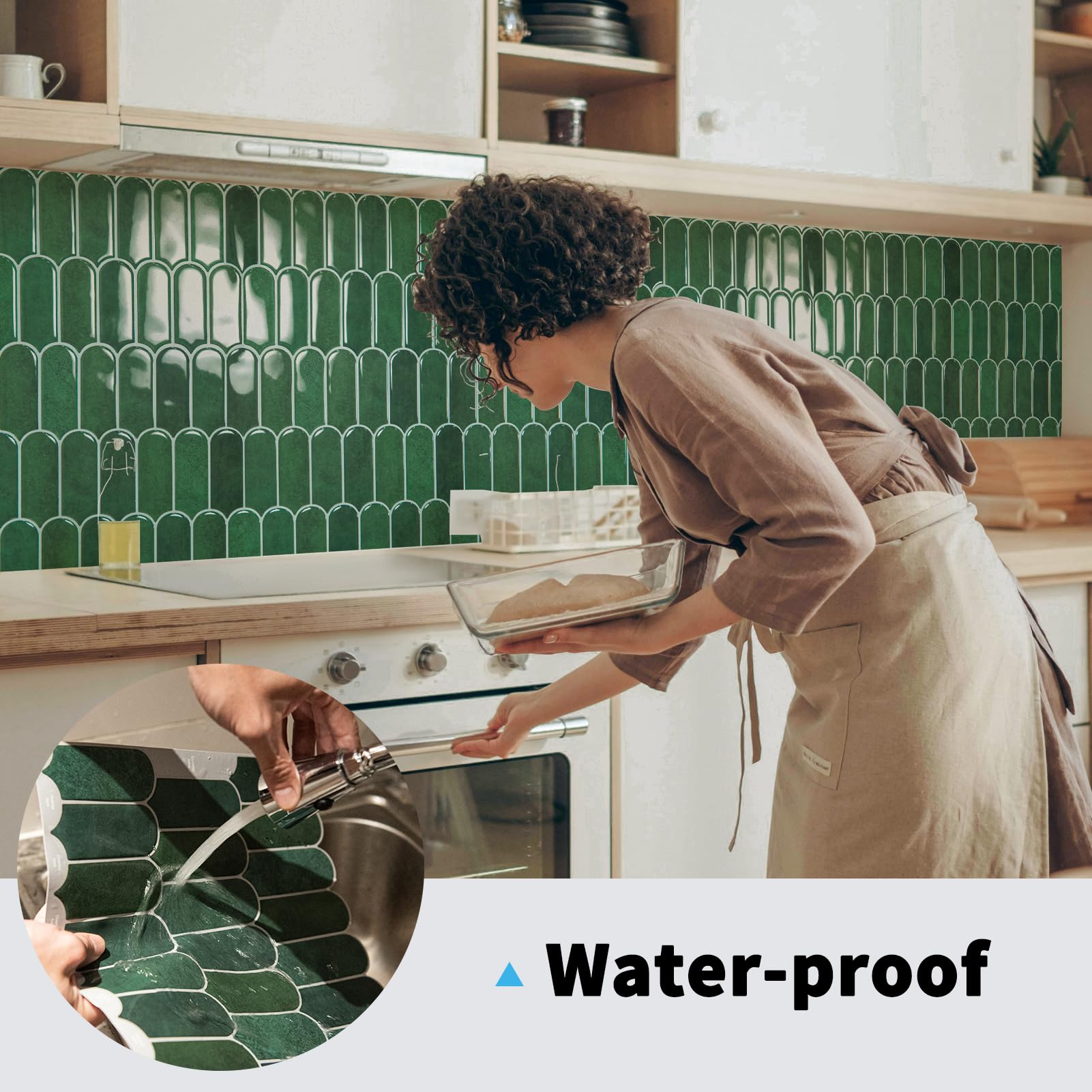 Art3d peel-and-stick backsplash on an RV galley demonstrating portable remodeling.