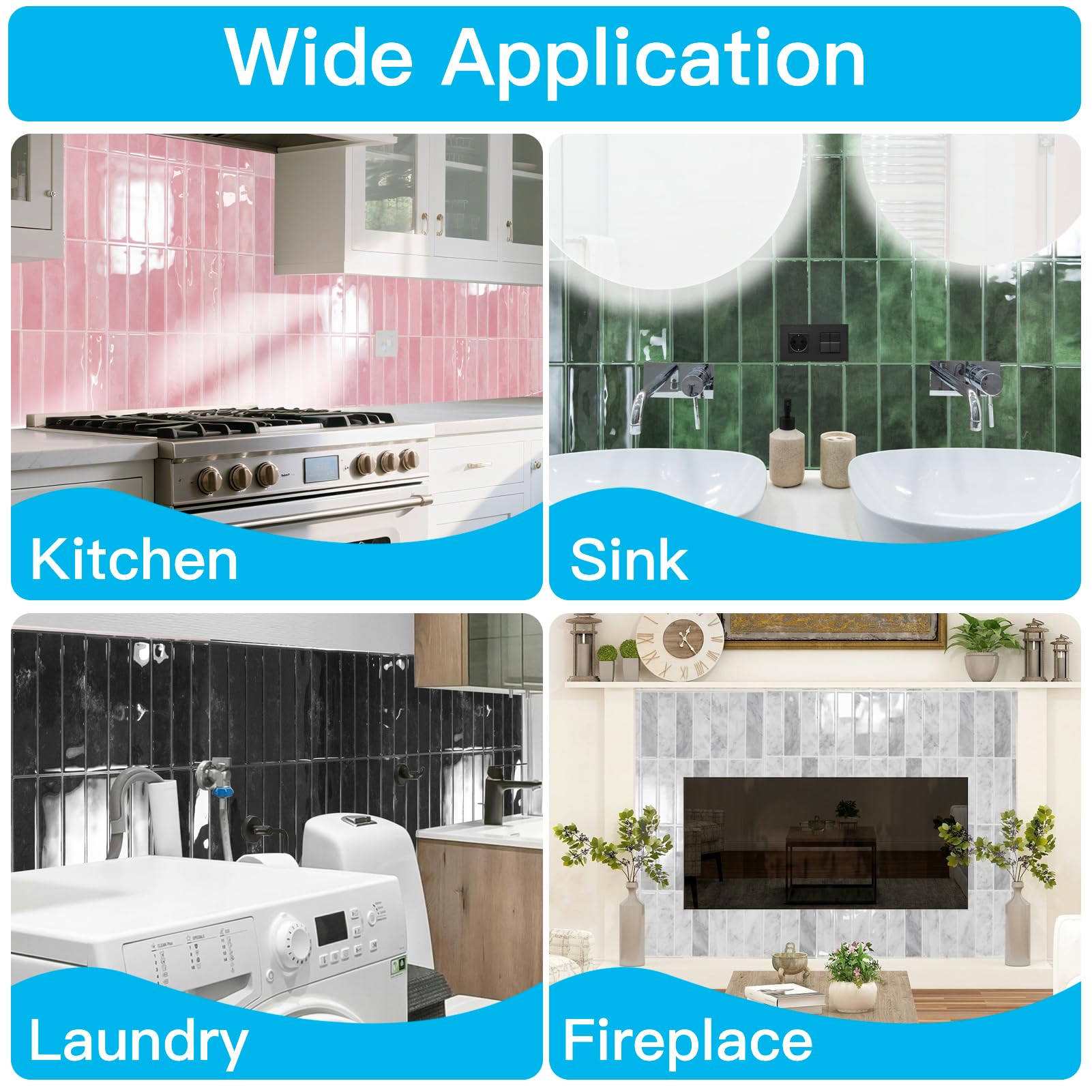 Art3d green peel-stick backsplash tile easy to remove without wall damage.