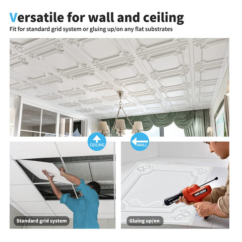 Art3d grid-compatible tiles fit standard 15/16 inch T-bar systems