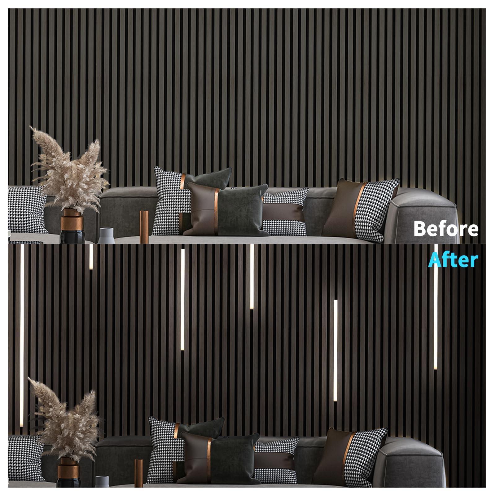 Art3d headboard ambient light delivers soft glow for bedside use.