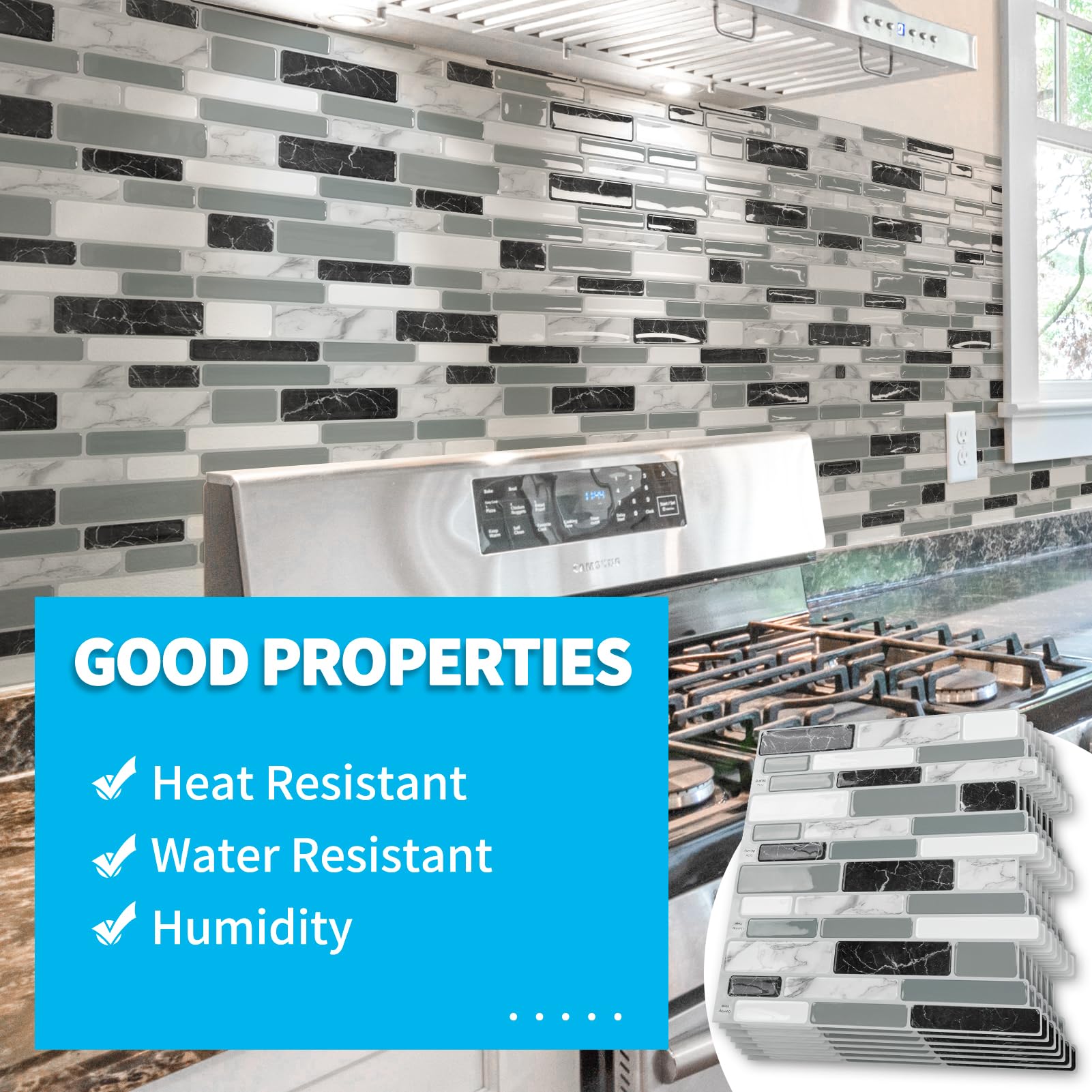 Art3d heat- and moisture-resistant backsplash tiles withstand kitchen humidity