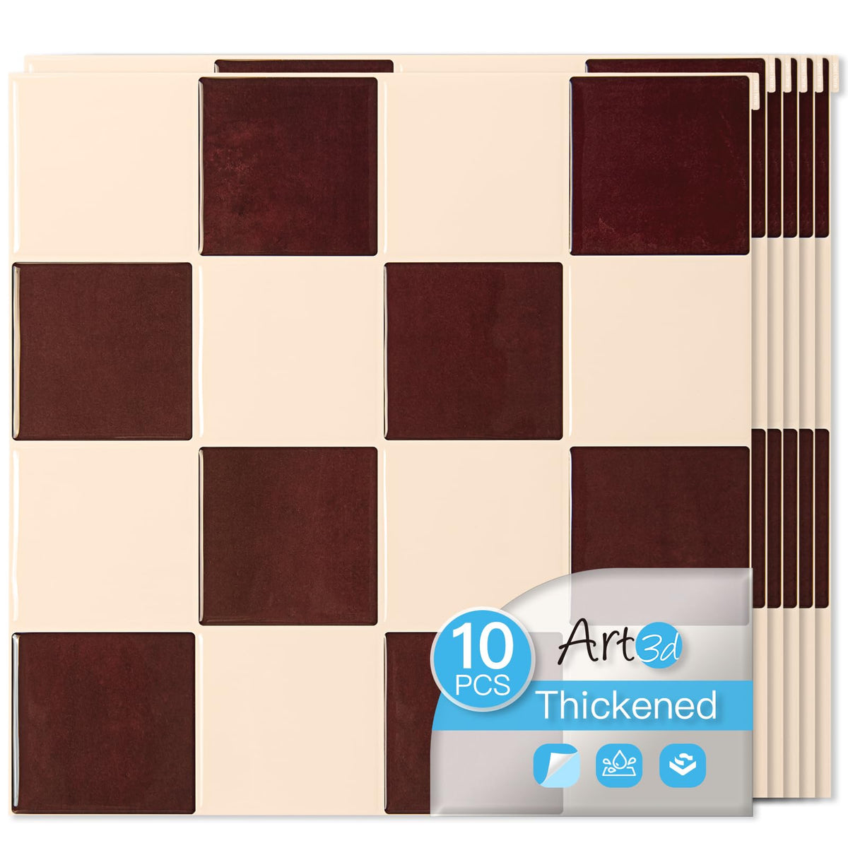 Art3d heavy-duty peel-and-stick backsplash tile in red-brown for durable kitchen style.