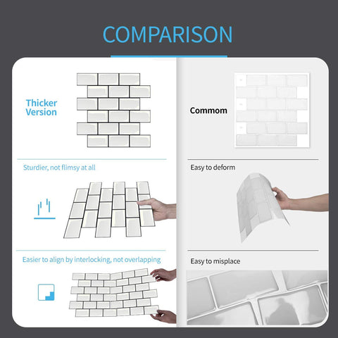 Art3d wide-application backsplash suitable for kitchen, island, bathroom, or fireplace