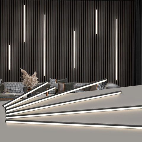 Art3d LED recessed light bars 16in on wood slats provide subtle accent lighting.