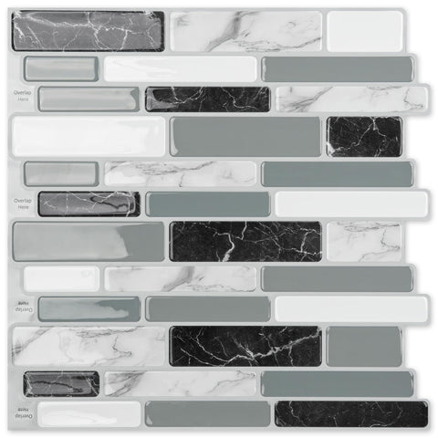 Art3d marble grey peel-and-stick tile texture for kitchen backsplash