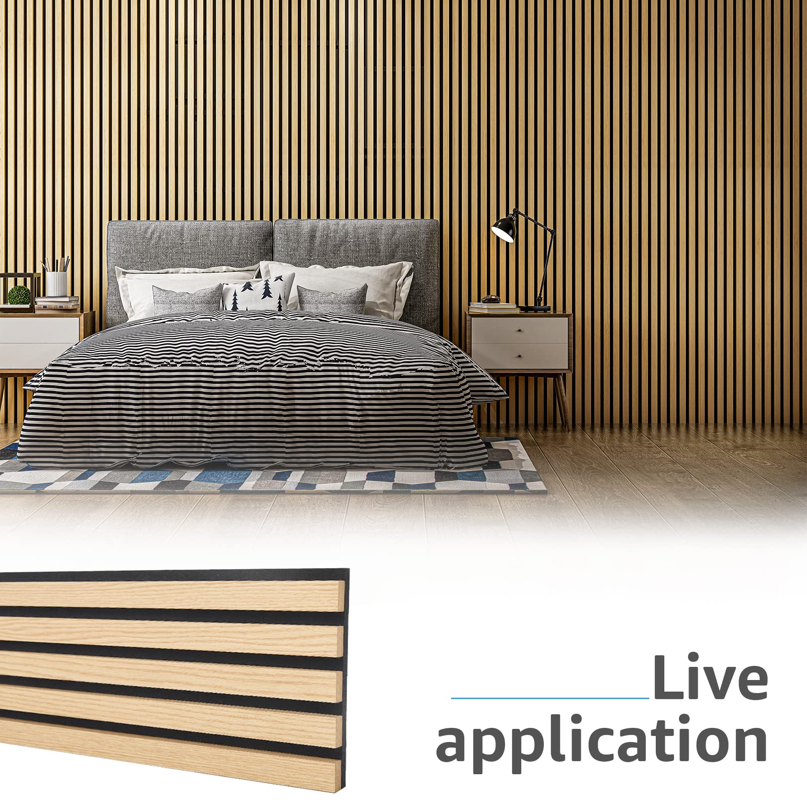 Pack of four Art3d oak wood slat panels for layout options