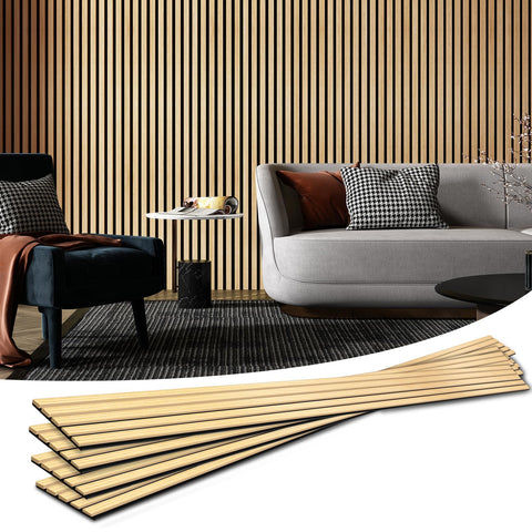 Art3d oak wood slat panel on wall enhances acoustics and style