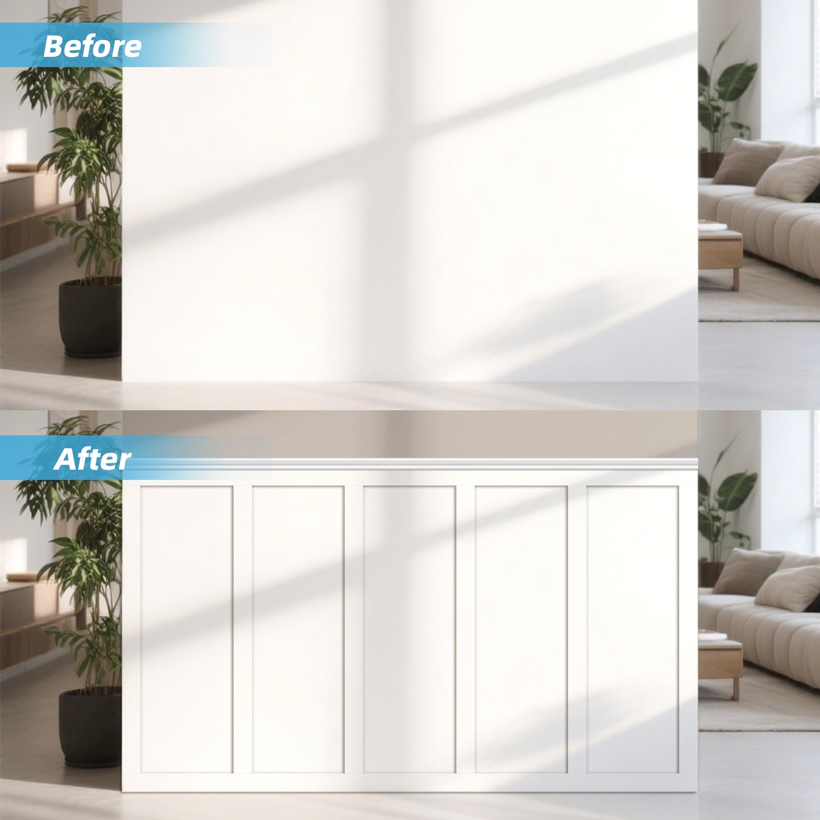 Art3d Package Contents reveal all-in-one kit with slats and edge strips.