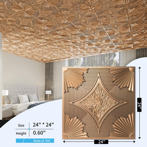 Art3d paintable bronze ceiling tiles, customize color to match decor