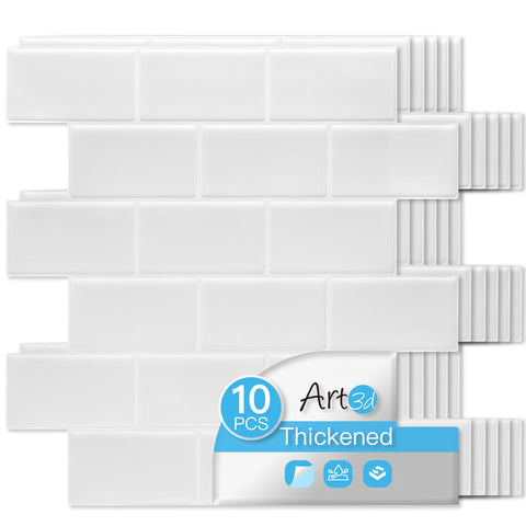 Art3d white-washed peel and stick backsplash tile for quick kitchen upgrade