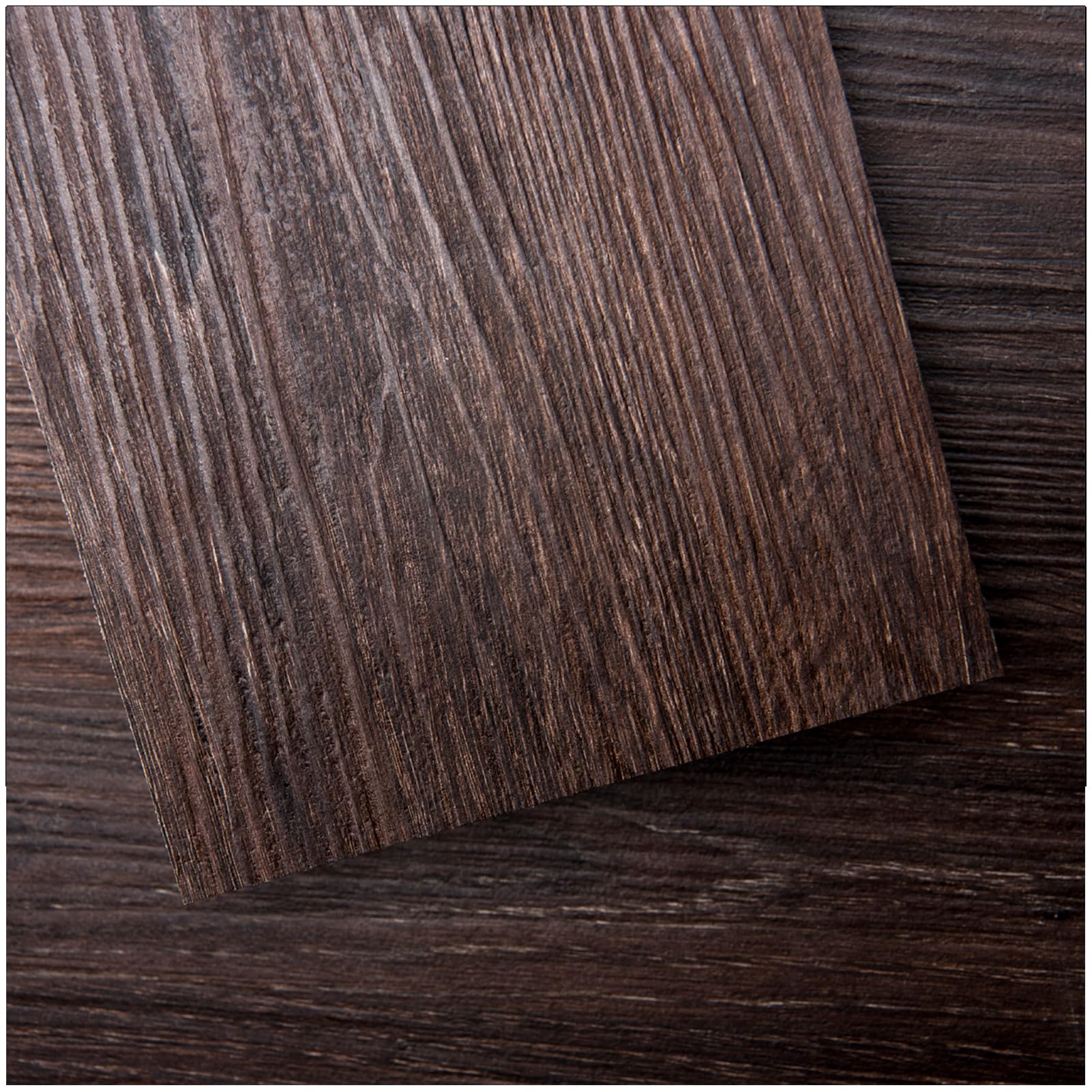 Art3d Peel and Stick Floor Tile with wood-plank brown-stone texture.