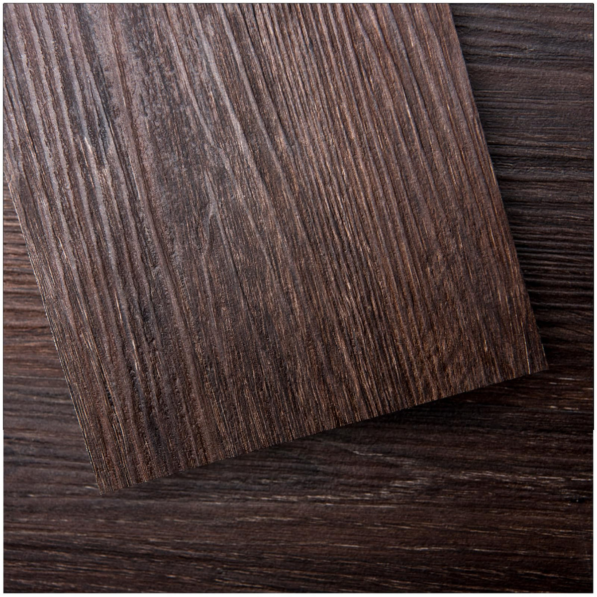 Art3d Peel and Stick Floor Tile with wood-plank brown-stone texture.