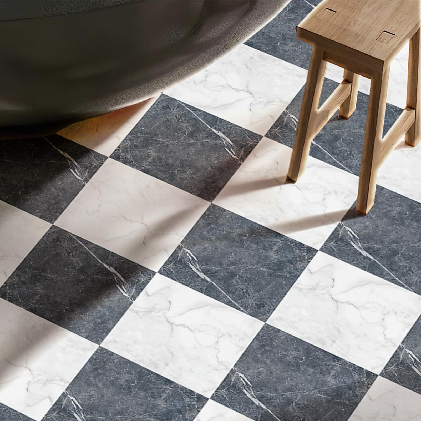Art3d peel-stick tiles for bedroom floor create quiet, comfortable underfoot feel.