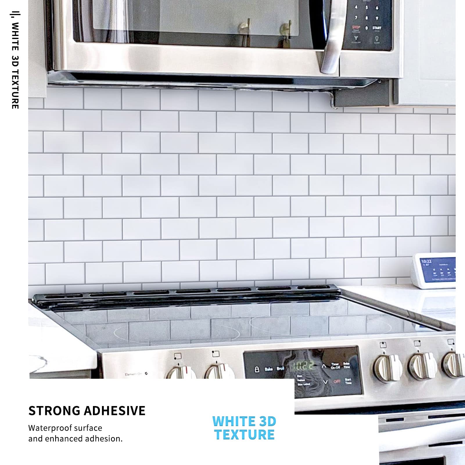 Art3d premium 12x12 backsplash on kitchen wall—durable and heat resistant.