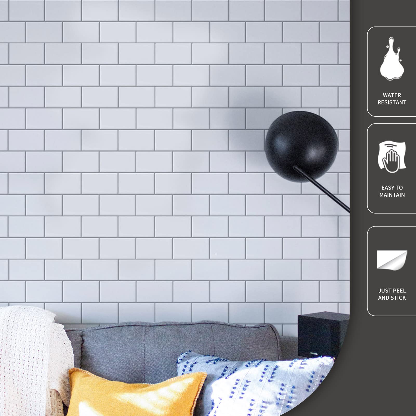 Art3d premium 12x12 backsplash on island area—easy DIY installation.