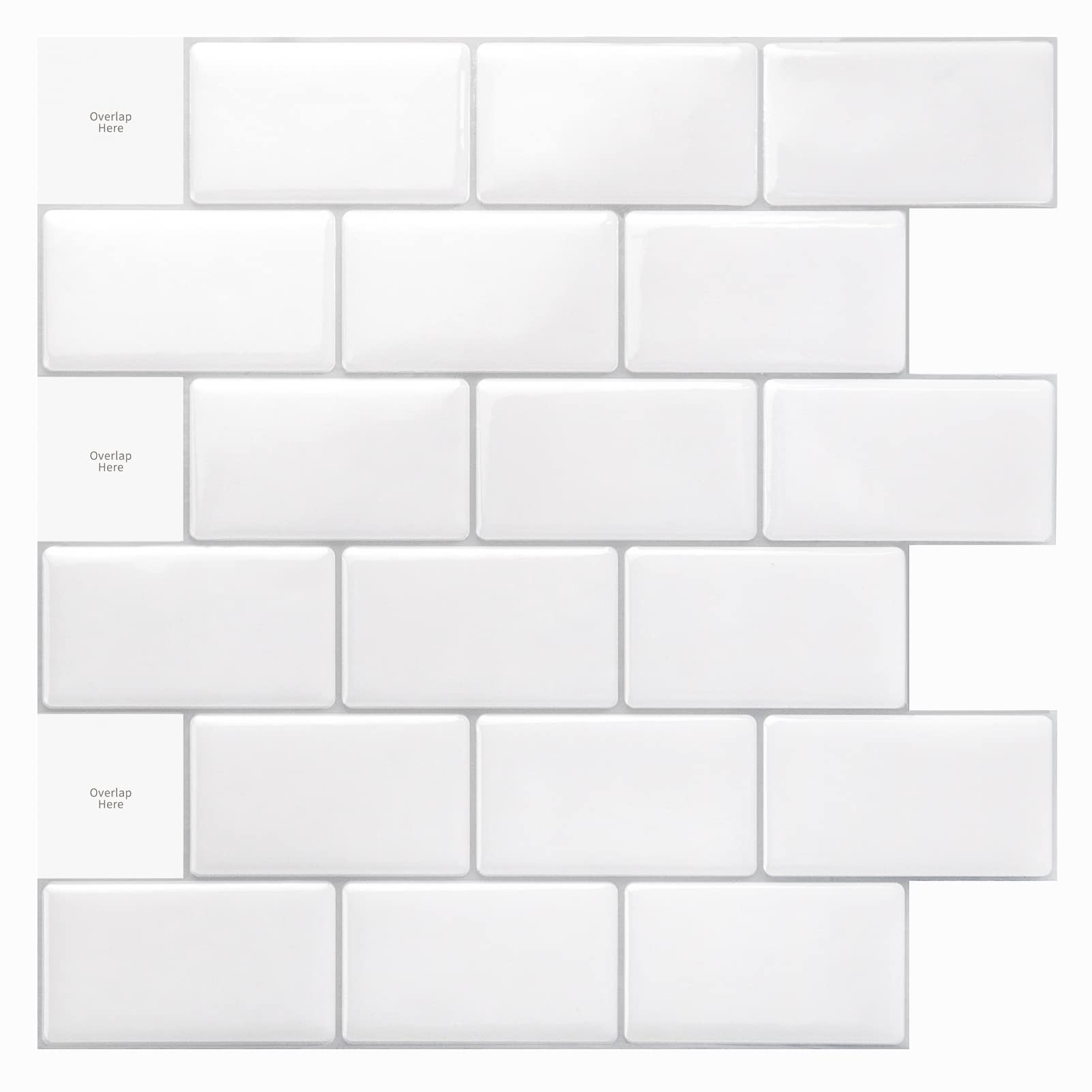 Art3d premium 12x12 backsplash tile, bright white, ideal for quick kitchen refresh.