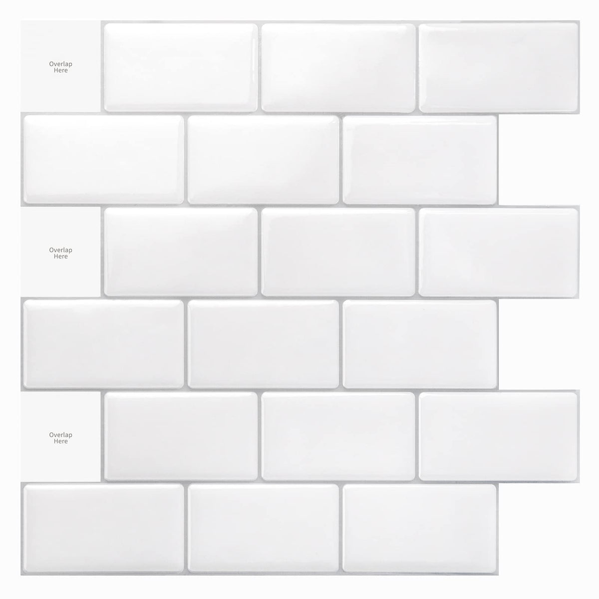 Art3d premium 12x12 backsplash tile, bright white, ideal for quick kitchen refresh.