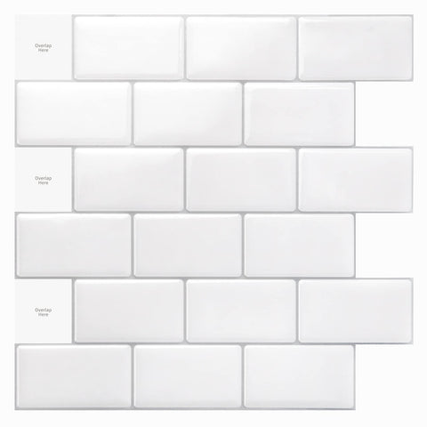 Art3d premium 12x12 backsplash tile, bright white, ideal for quick kitchen refresh.