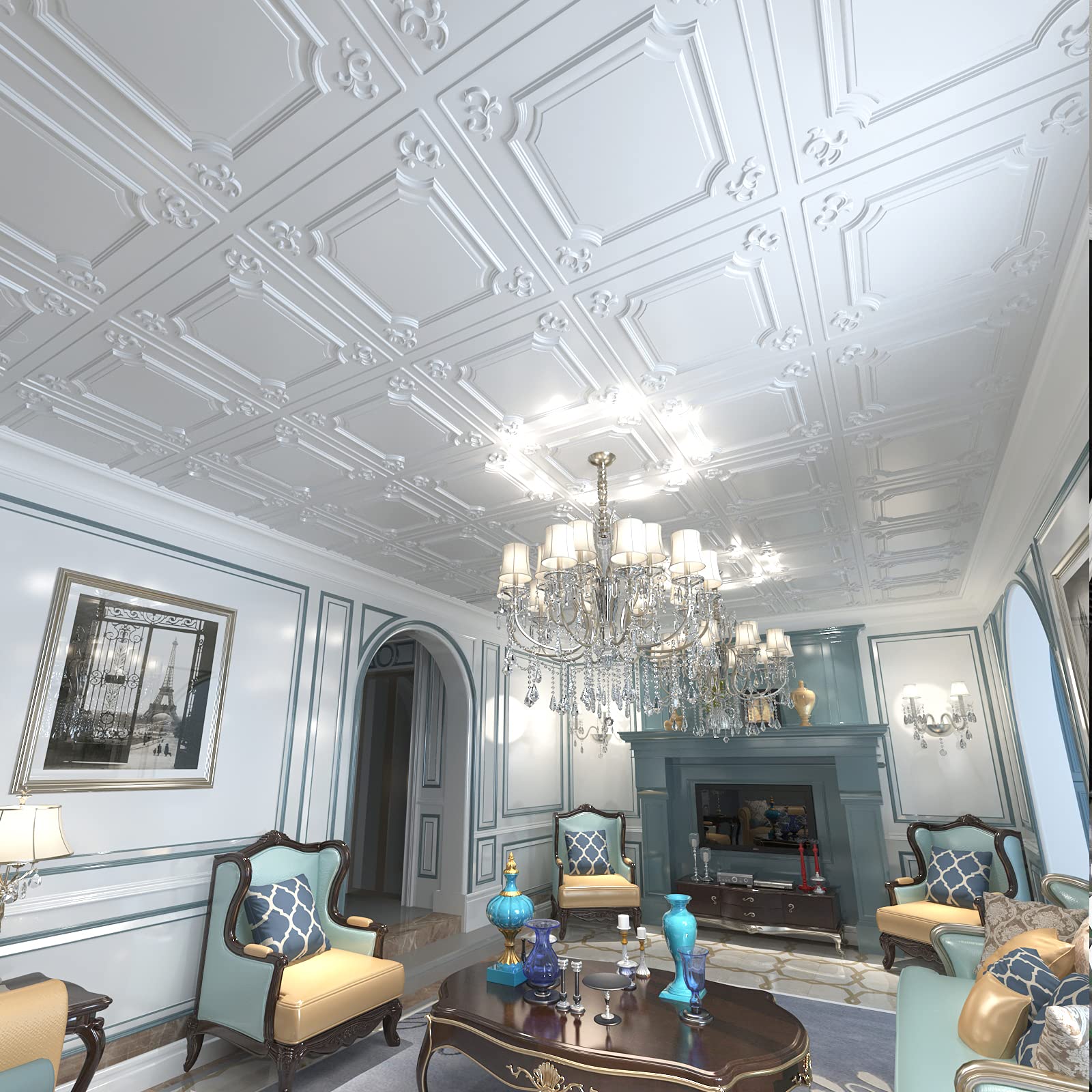 Art3d PVC ceiling tiles lightweight durable for lasting coverage