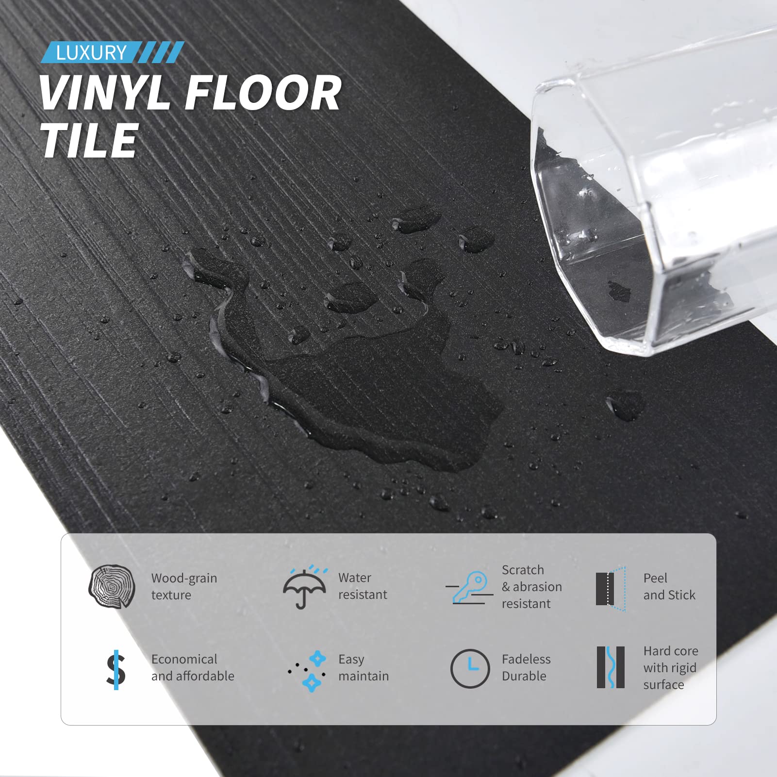 Art3d rigid-core flooring provides stable, expansion-free surface.