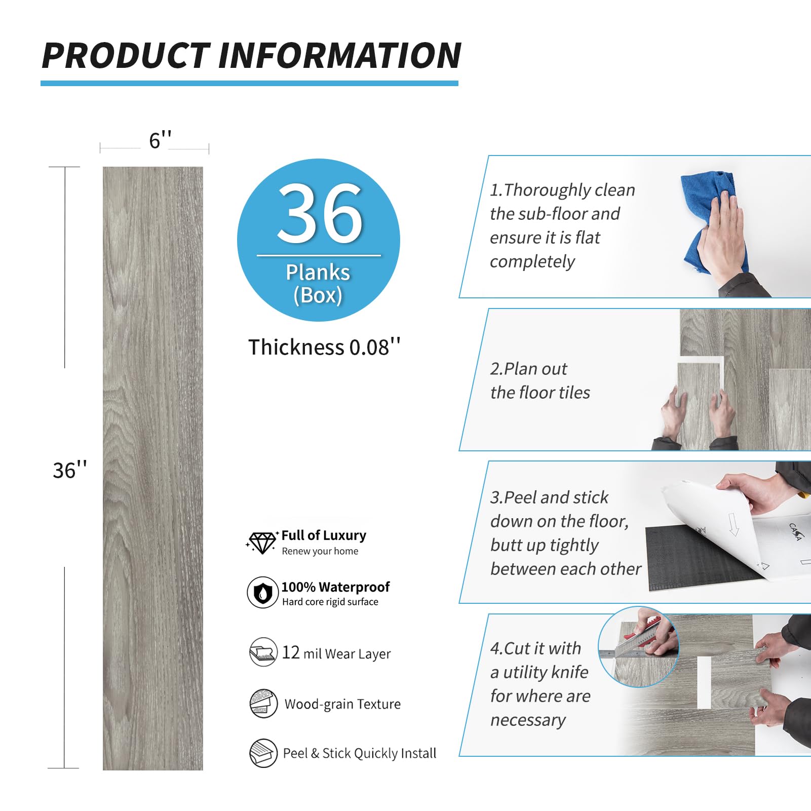 Art3d scratch and abrasion resistant finish maintains wood grain realism