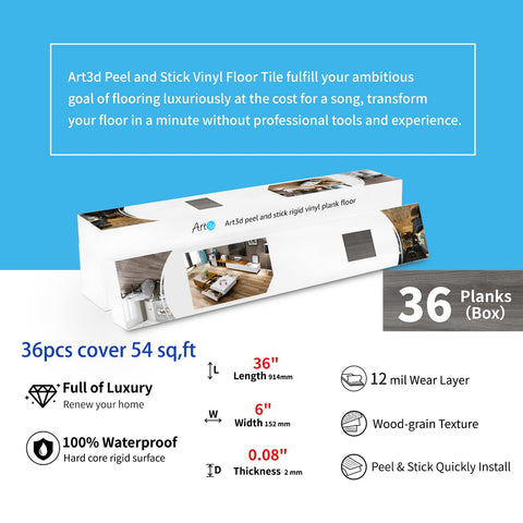 Art3d scratch and abrasion resistant flooring for high traffic areas