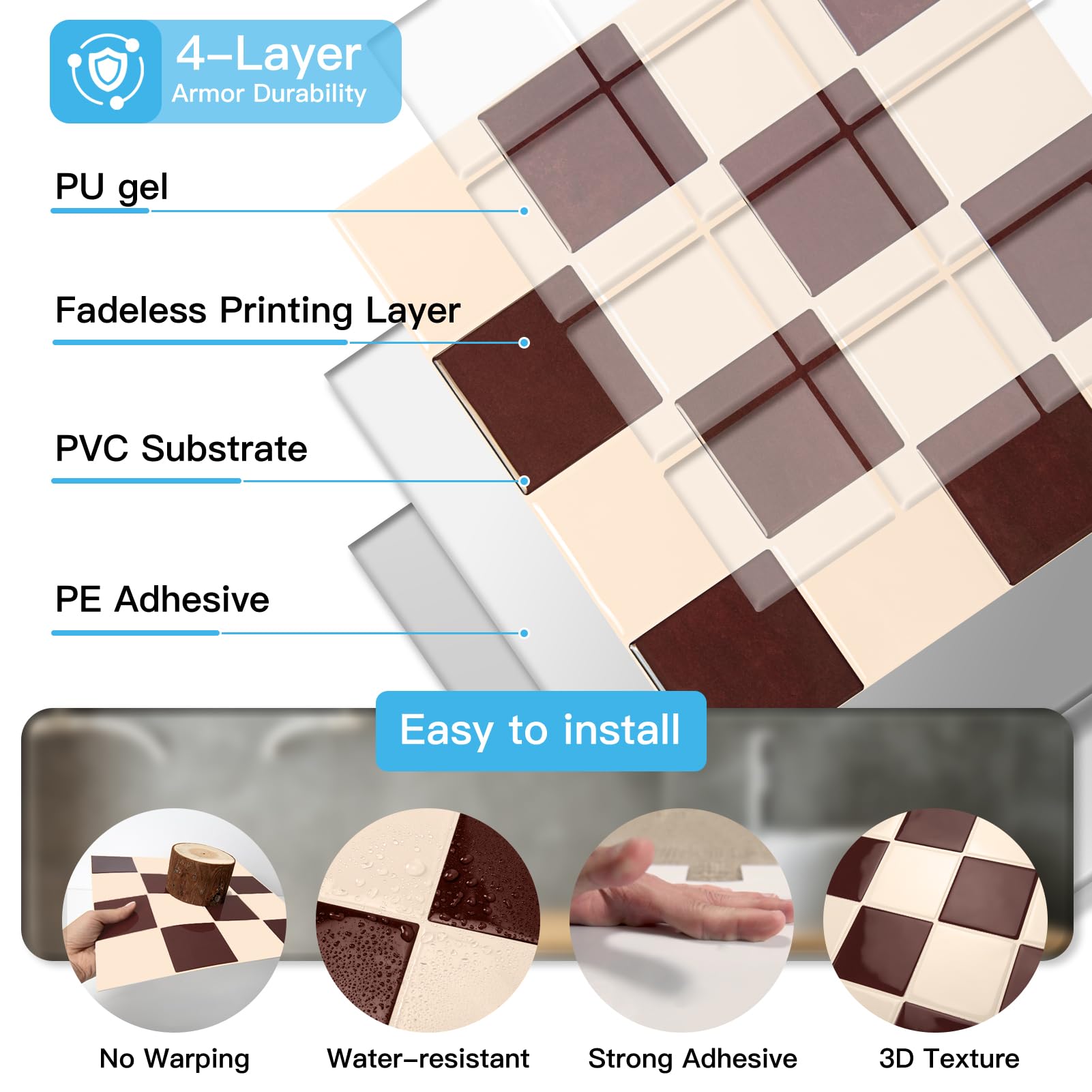 Art3d self-adhesive tile with strong bonding and lasting performance.